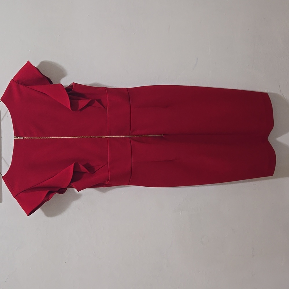 DKNY Red Ruffle Mini Dress - Picture 3 of 3